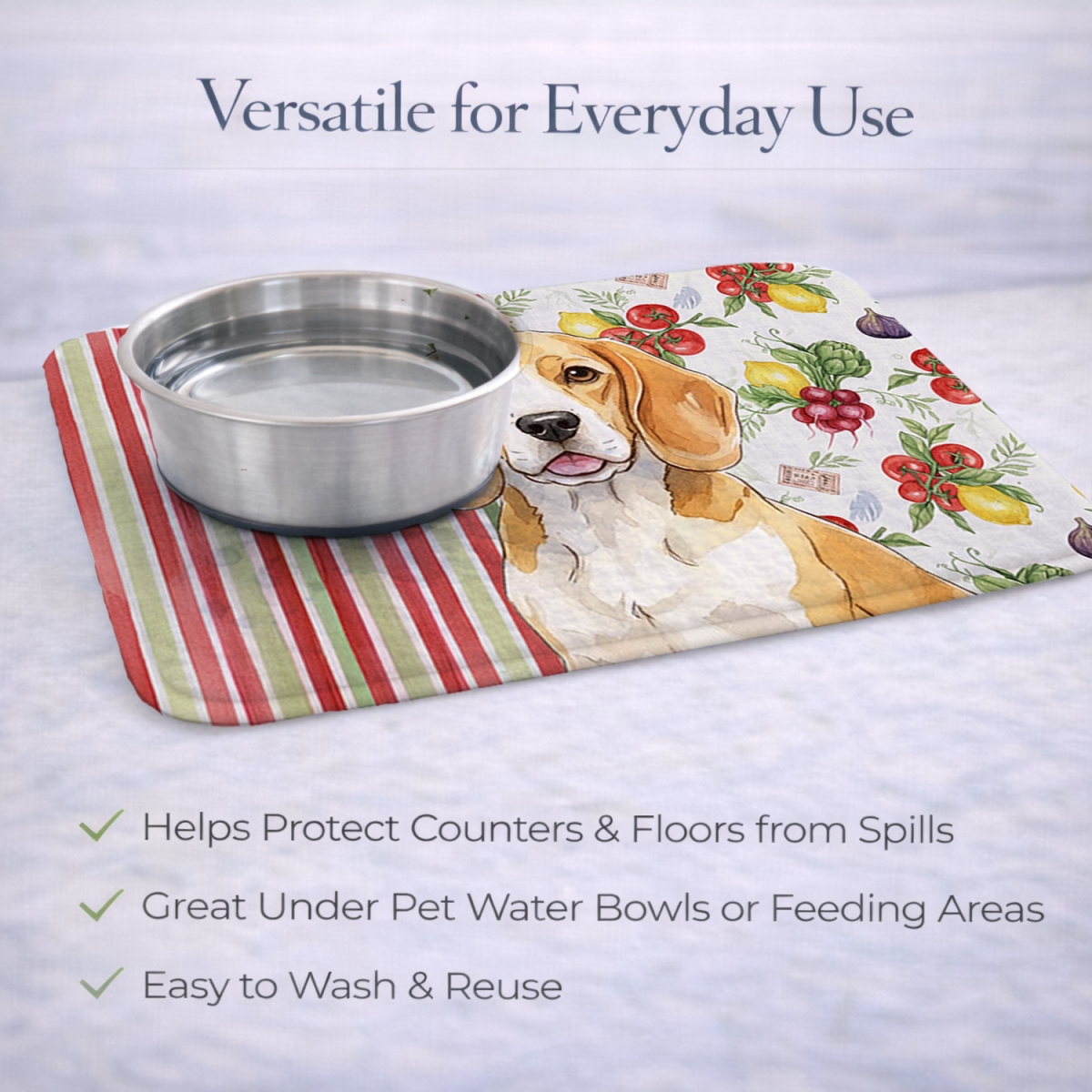 Picture of Carolines Treasures WDK8100DDM 21 x 14 in. Lemon & White Beagle Vegetables Dish Drying Mat