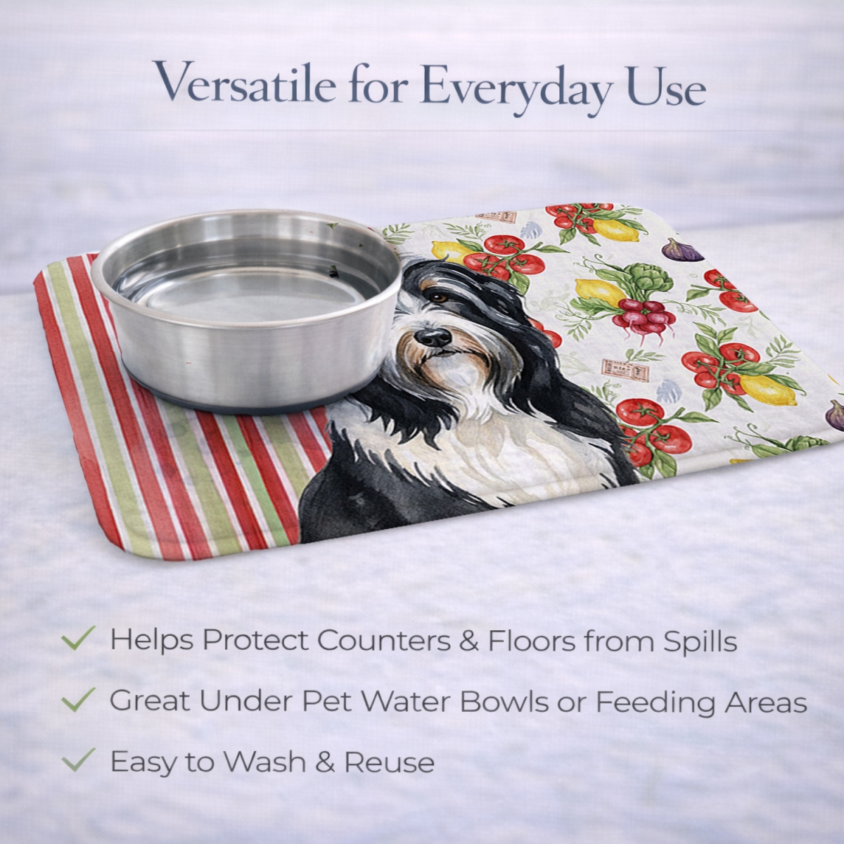 Picture of Carolines Treasures WDK8101DDM 21 x 14 in. Black Bearded Collie Vegetables Dish Drying Mat