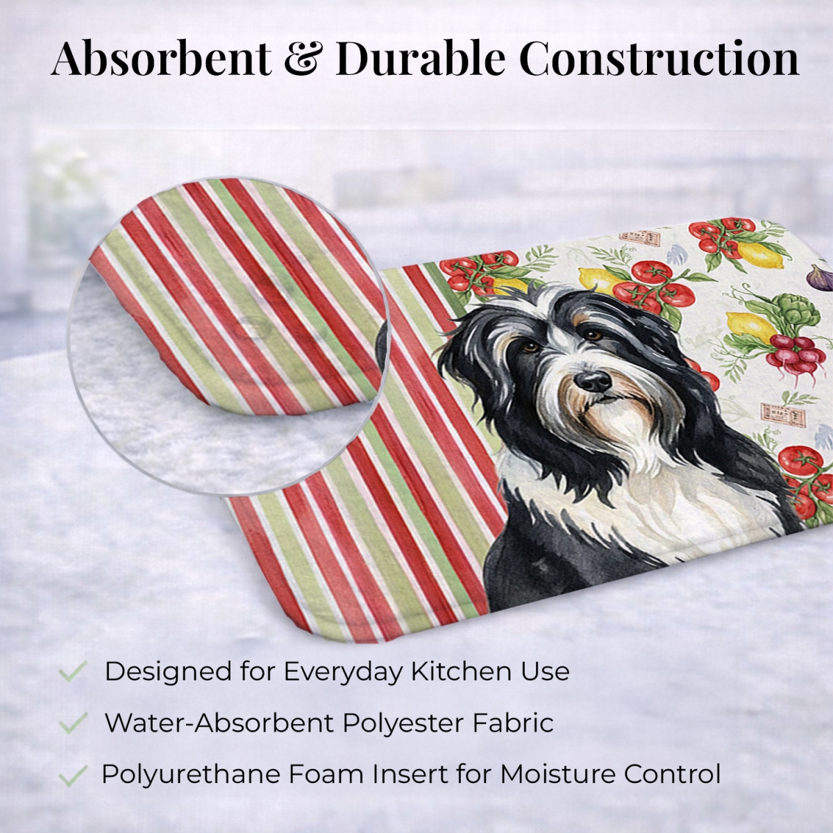 Picture of Carolines Treasures WDK8101DDM 21 x 14 in. Black Bearded Collie Vegetables Dish Drying Mat
