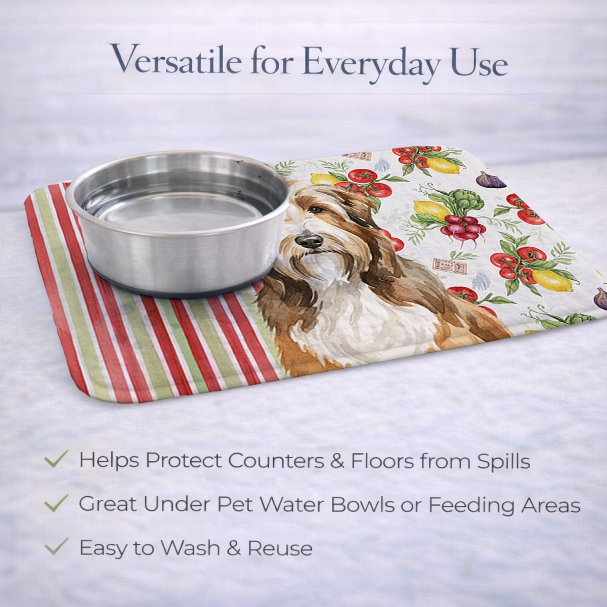 Picture of Carolines Treasures WDK8102DDM 21 x 14 in. Brown Bearded Collie Vegetables Dish Drying Mat