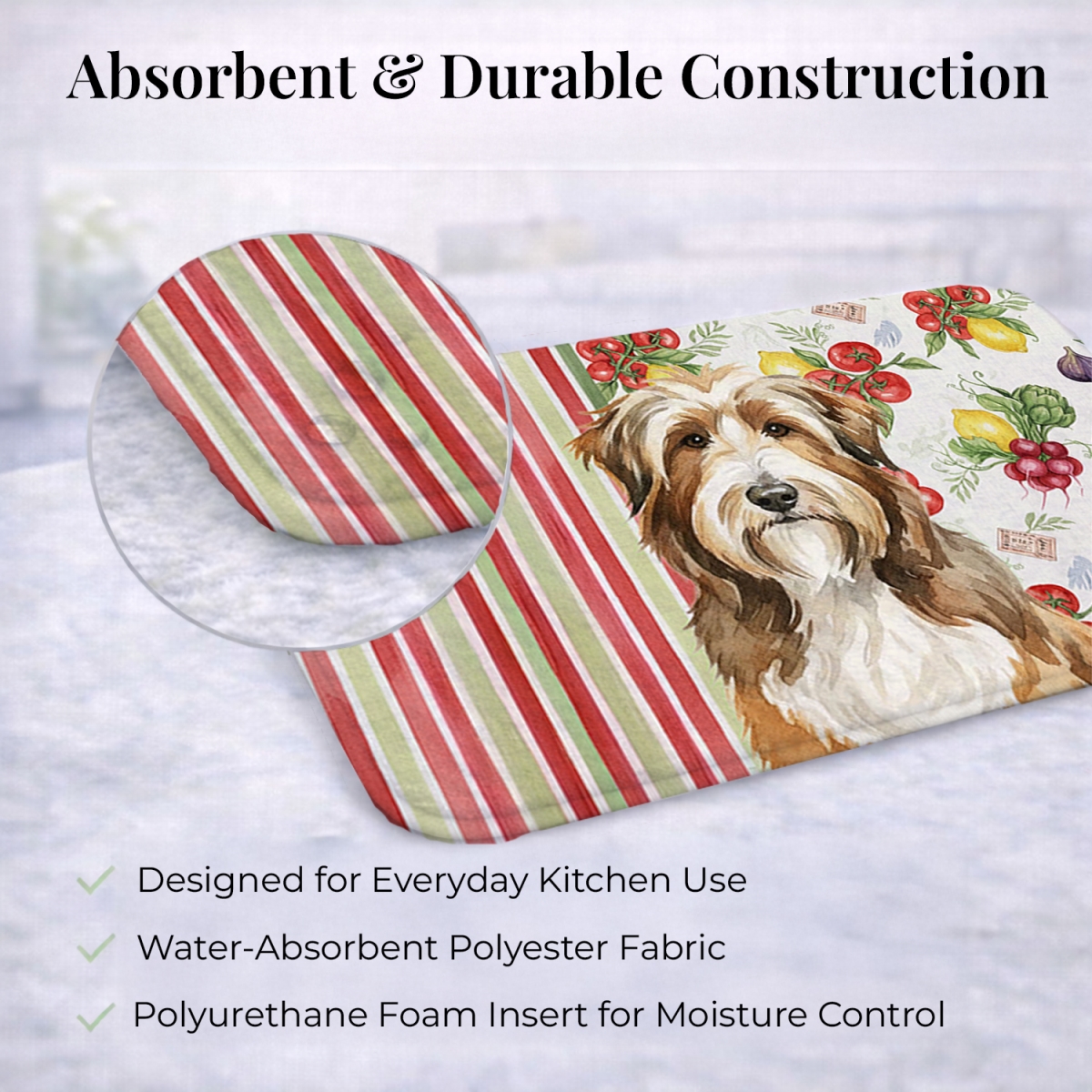 Picture of Carolines Treasures WDK8102DDM 21 x 14 in. Brown Bearded Collie Vegetables Dish Drying Mat