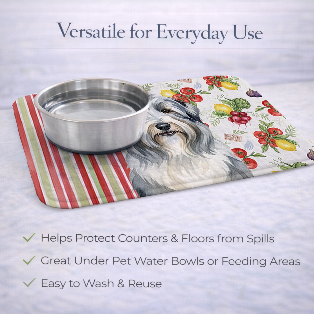 Picture of Carolines Treasures WDK8103DDM 21 x 14 in. Bearded Collie Vegetables Dish Drying Mat