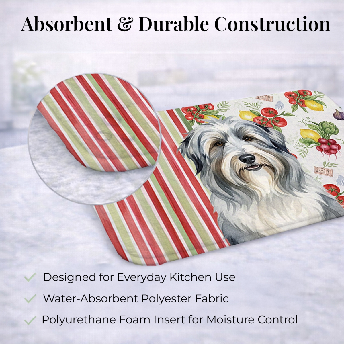 Picture of Carolines Treasures WDK8103DDM 21 x 14 in. Bearded Collie Vegetables Dish Drying Mat