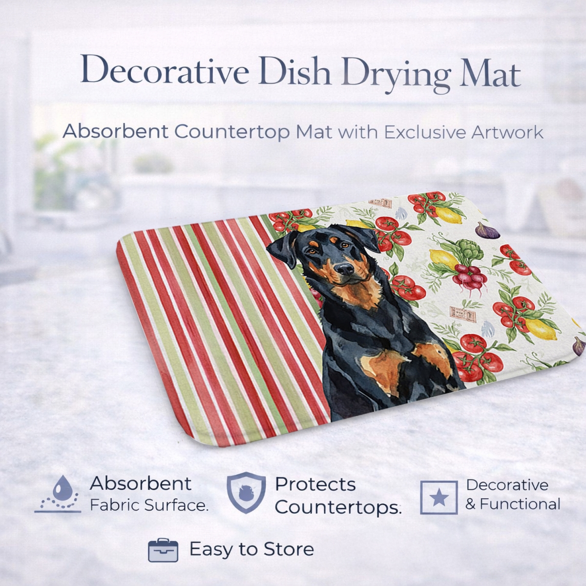 Picture of Carolines Treasures WDK8106DDM 21 x 14 in. Beauceron Vegetables Dish Drying Mat