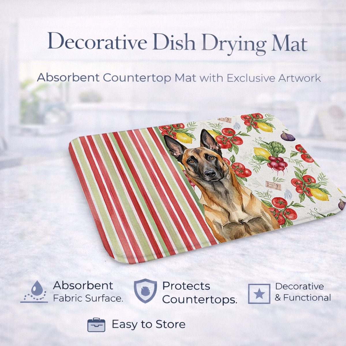 Picture of Carolines Treasures WDK8108DDM 21 x 14 in. Belgian Malinois Vegetables Dish Drying Mat