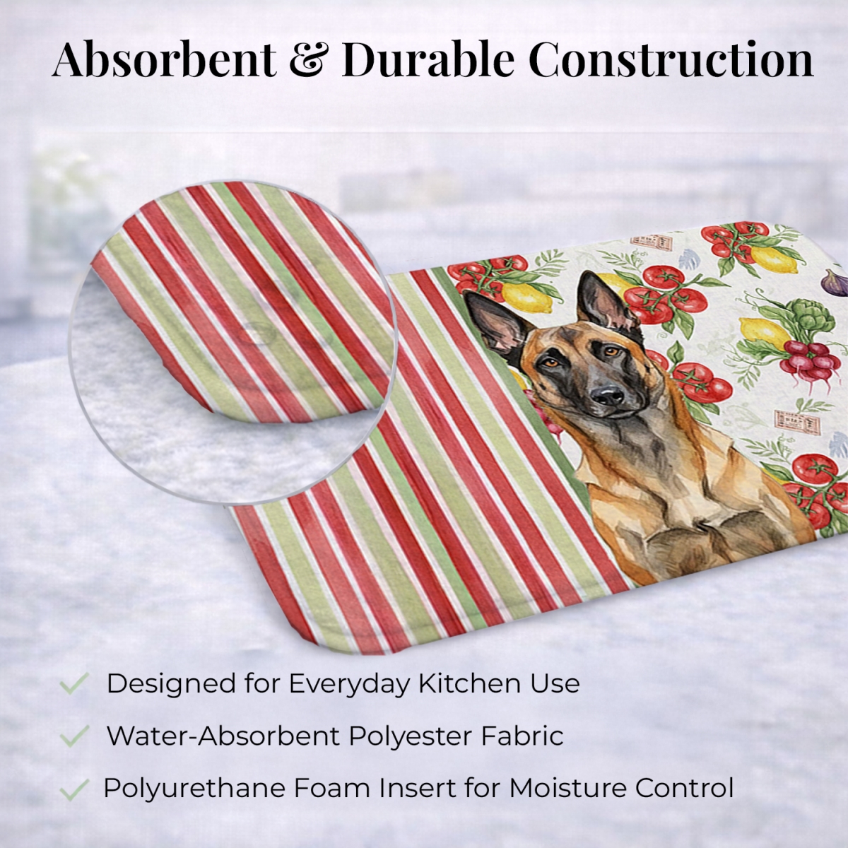 Picture of Carolines Treasures WDK8108DDM 21 x 14 in. Belgian Malinois Vegetables Dish Drying Mat