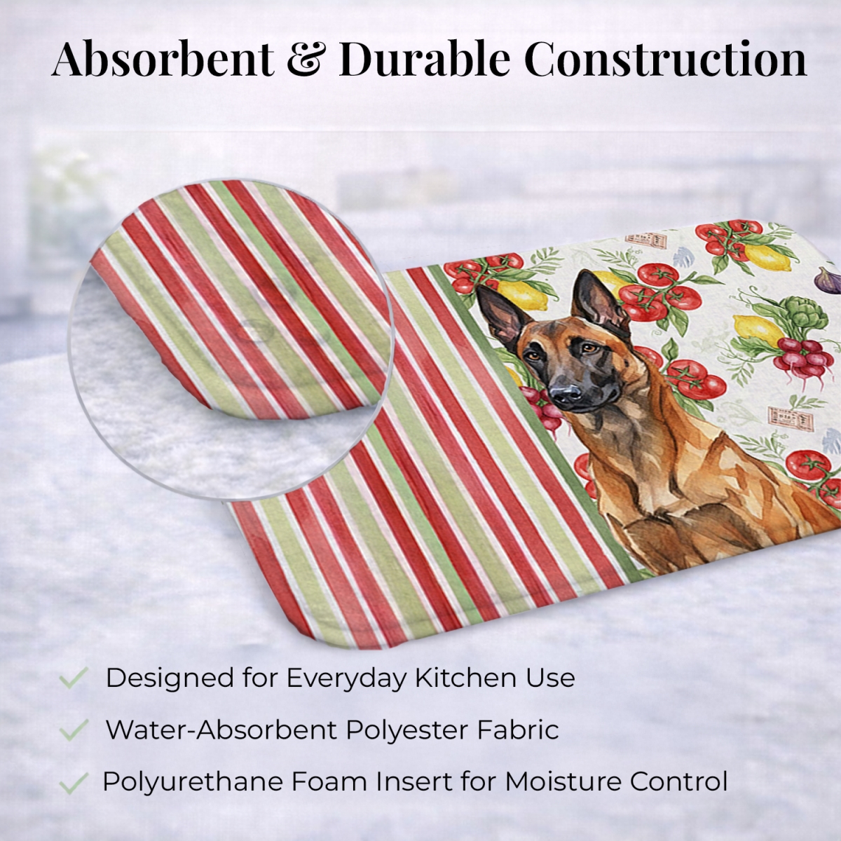 Picture of Carolines Treasures WDK8109DDM 21 x 14 in. Mahogany Belgian Malinois Vegetables Dish Drying Mat