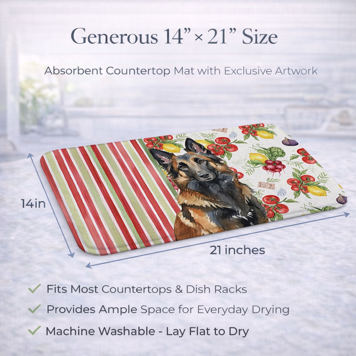 Picture of Carolines Treasures WDK8111DDM 21 x 14 in. Belgian Tervuren Vegetables Dish Drying Mat