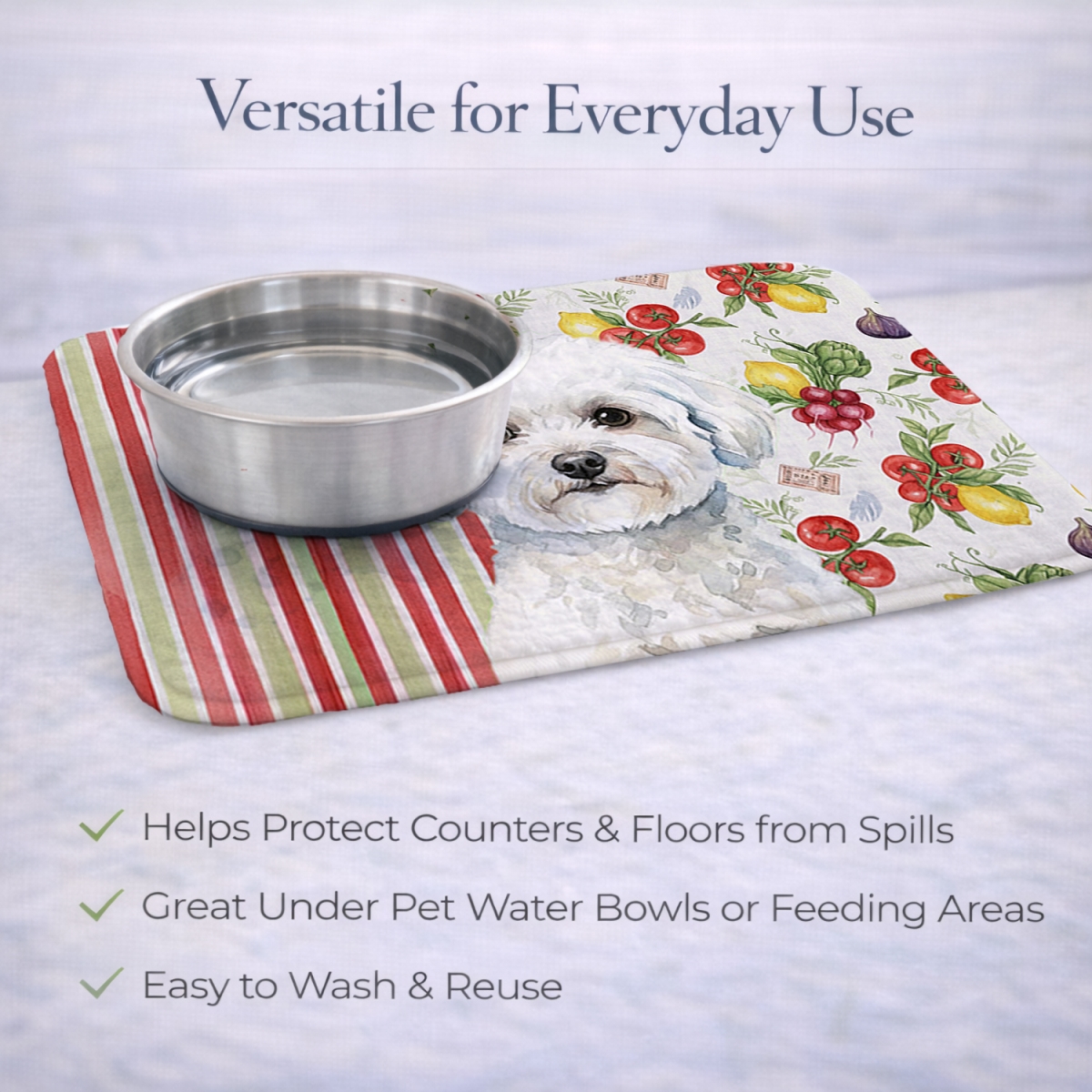 Picture of Carolines Treasures WDK8114DDM 21 x 14 in. Bichon Frise Vegetables Dish Drying Mat
