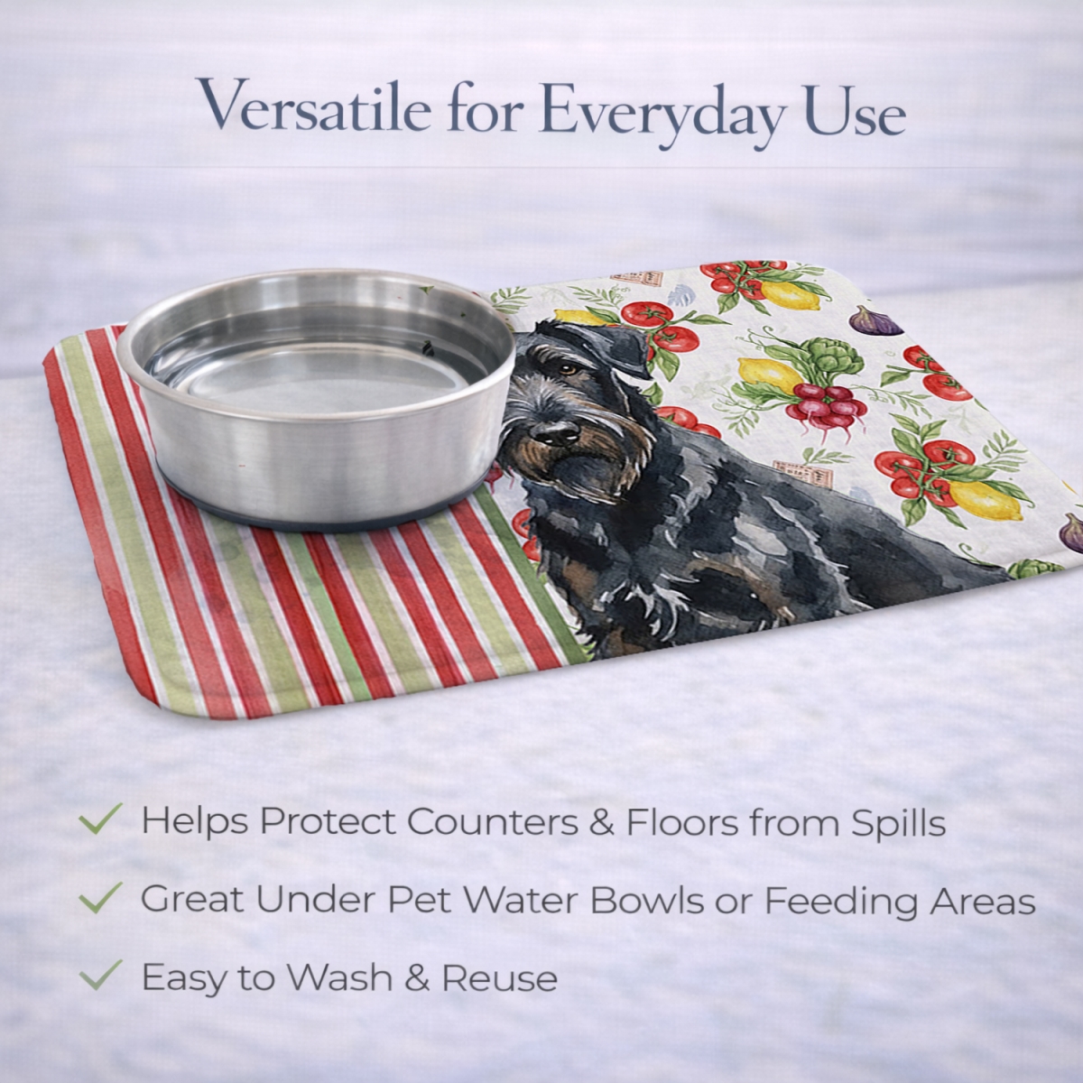 Picture of Carolines Treasures WDK8116DDM 21 x 14 in. Black Russian Terrier Vegetables Dish Drying Mat