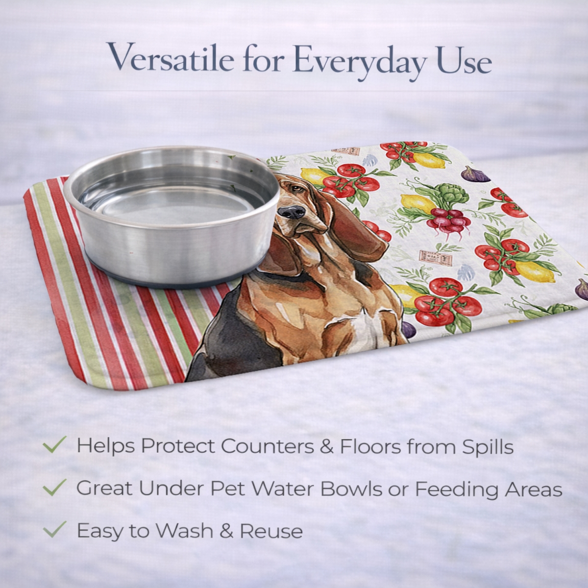 Picture of Carolines Treasures WDK8118DDM 21 x 14 in. Liver & Tan Bloodhound Vegetables Dish Drying Mat