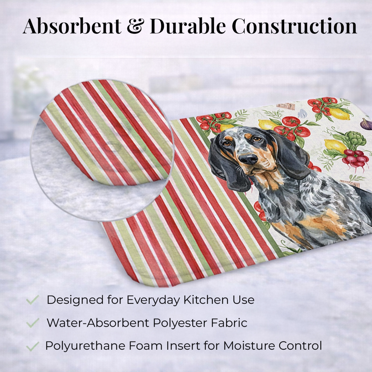 Picture of Carolines Treasures WDK8119DDM 21 x 14 in. Bluetick Coonhound Vegetables Dish Drying Mat