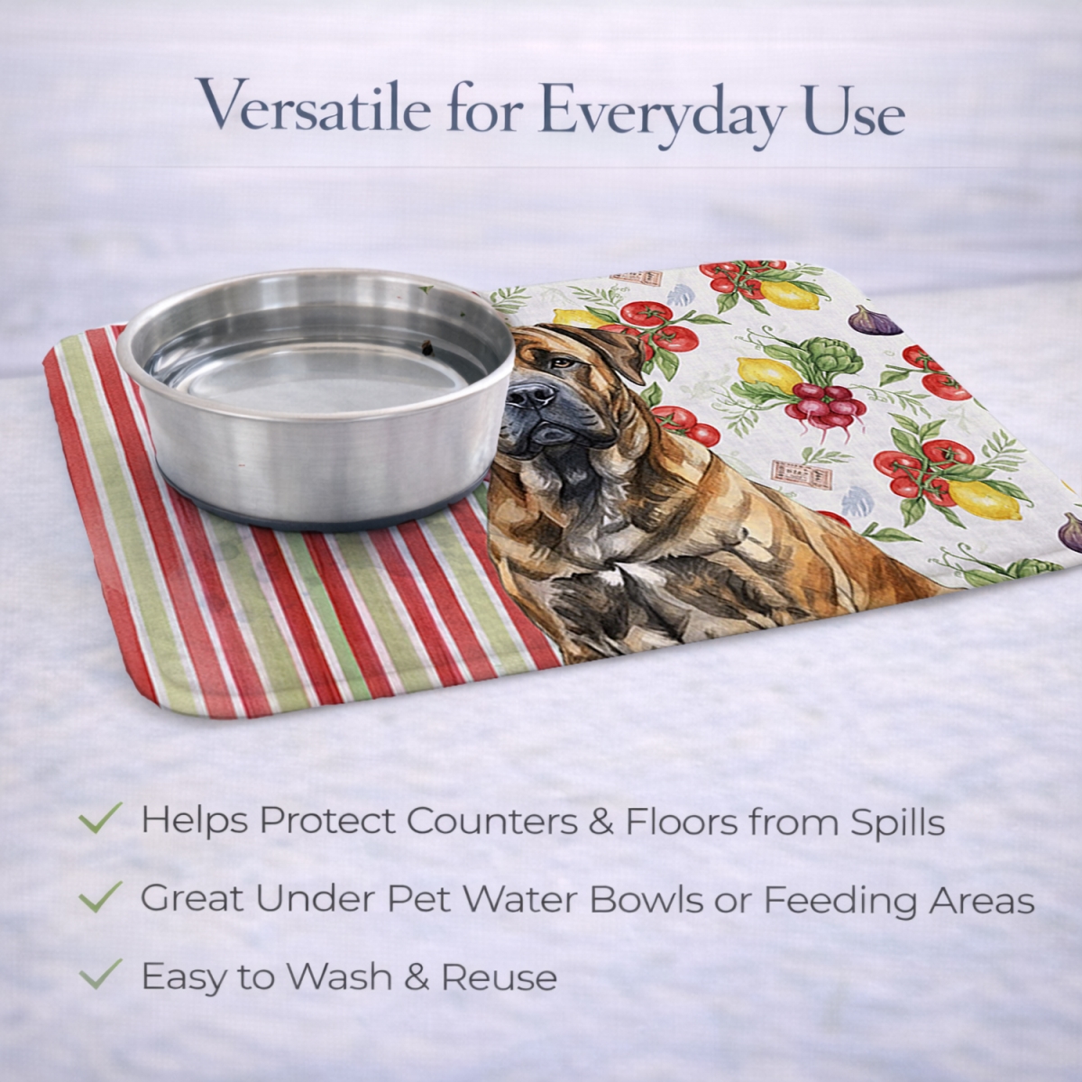 Picture of Carolines Treasures WDK8120DDM 21 x 14 in. Brindle Boerboel Vegetables Dish Drying Mat