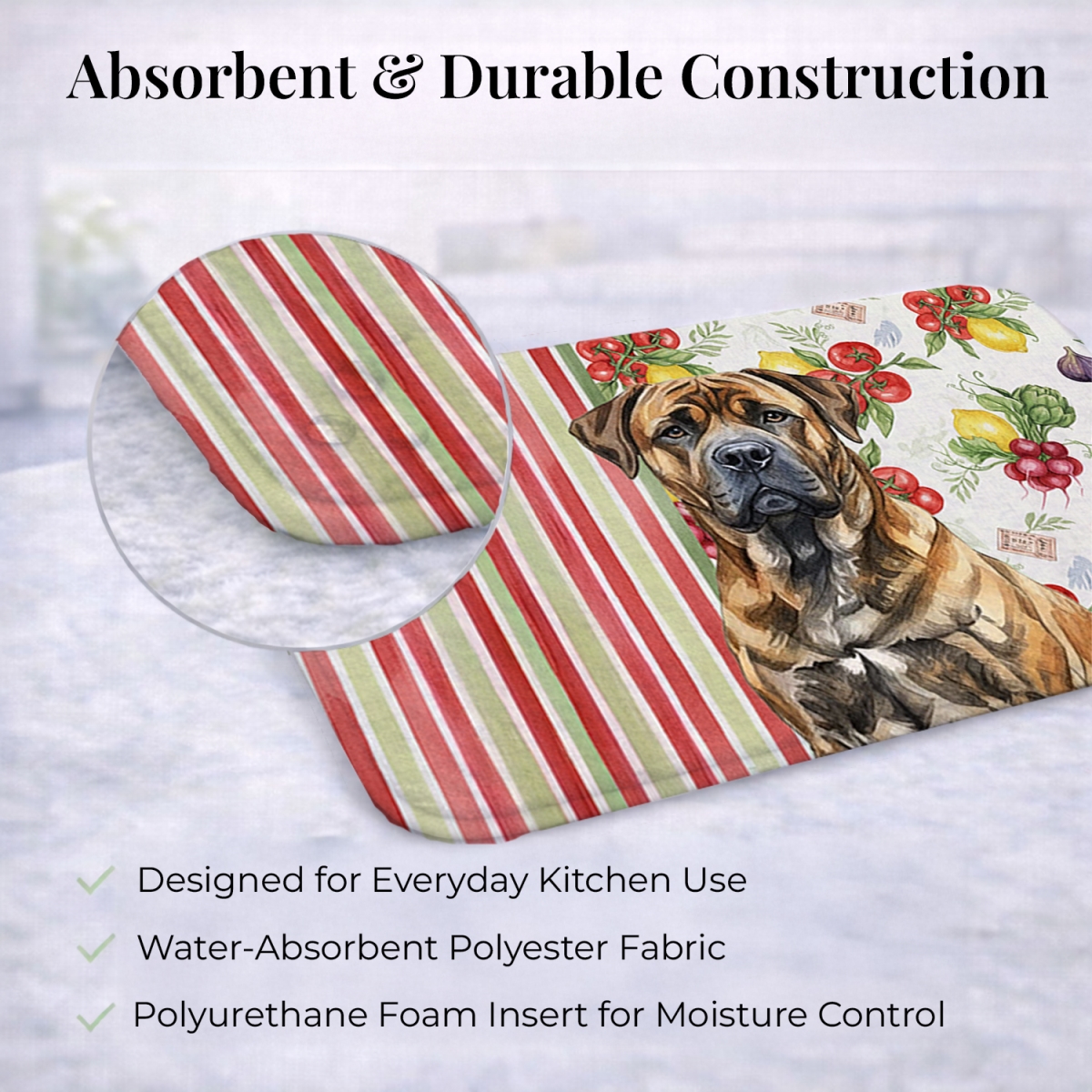Picture of Carolines Treasures WDK8120DDM 21 x 14 in. Brindle Boerboel Vegetables Dish Drying Mat