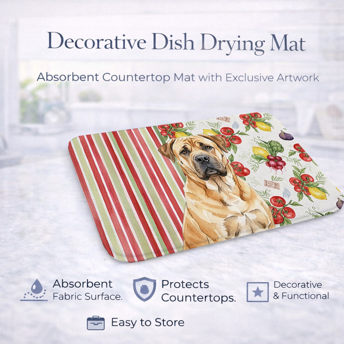 Picture of Carolines Treasures WDK8121DDM 21 x 14 in. Fawn Boerboel Vegetables Dish Drying Mat