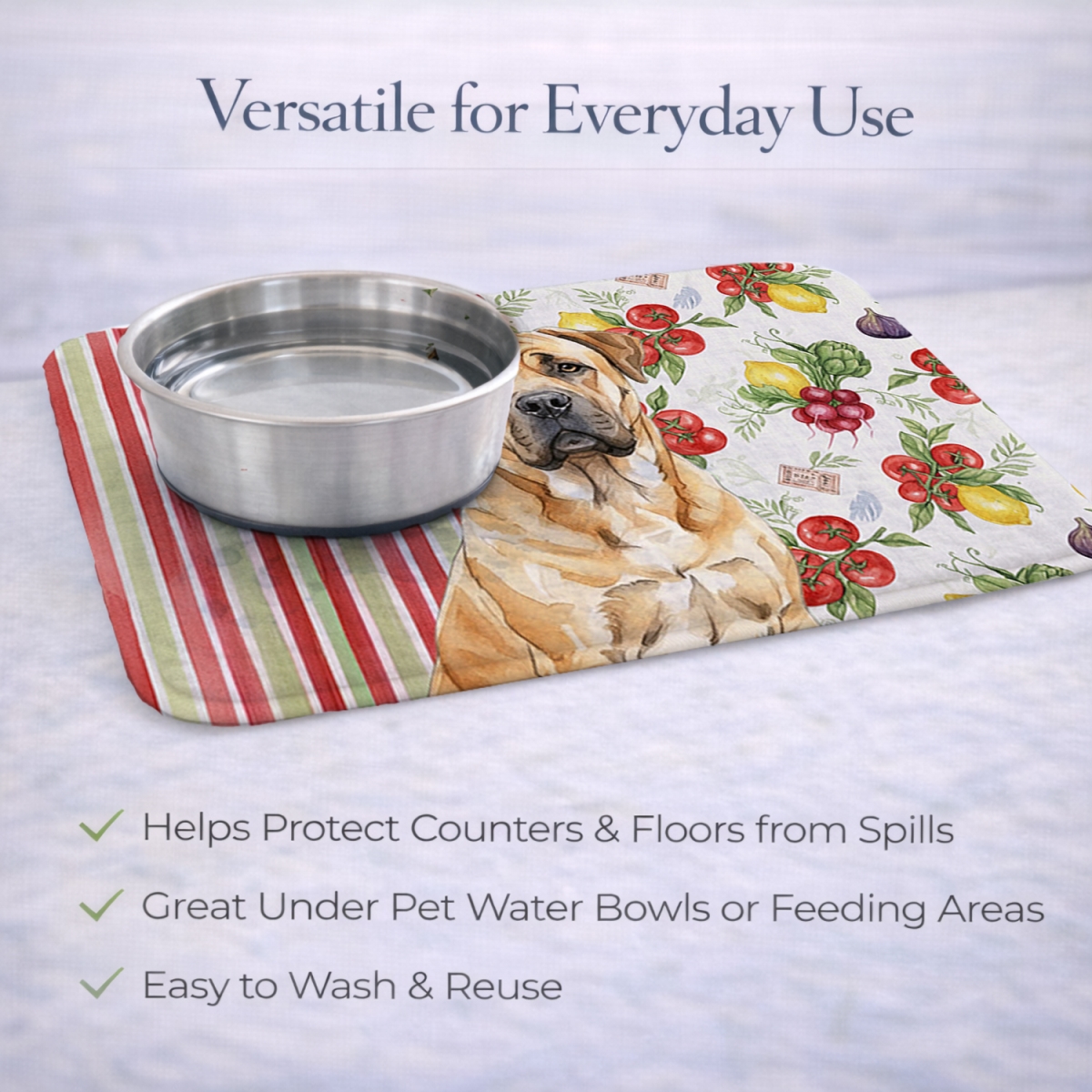 Picture of Carolines Treasures WDK8121DDM 21 x 14 in. Fawn Boerboel Vegetables Dish Drying Mat