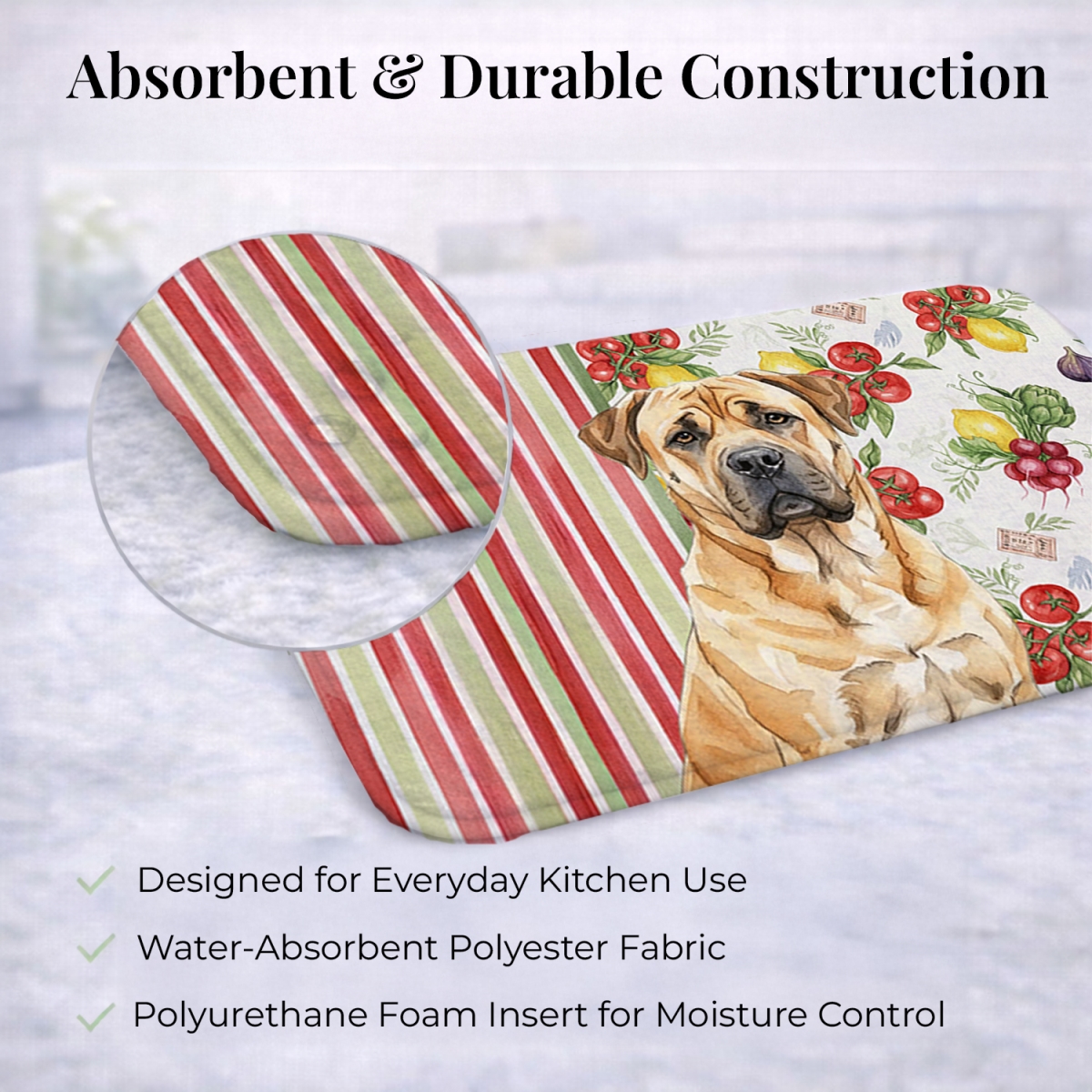 Picture of Carolines Treasures WDK8121DDM 21 x 14 in. Fawn Boerboel Vegetables Dish Drying Mat