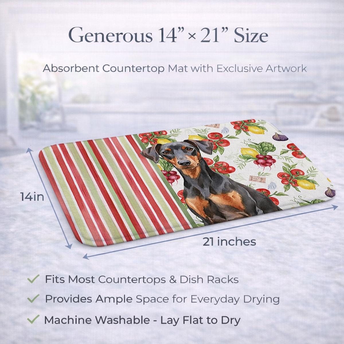 Picture of Carolines Treasures WDK8242DDM 21 x 14 in. German Pinscher Vegetables Dish Drying Mat