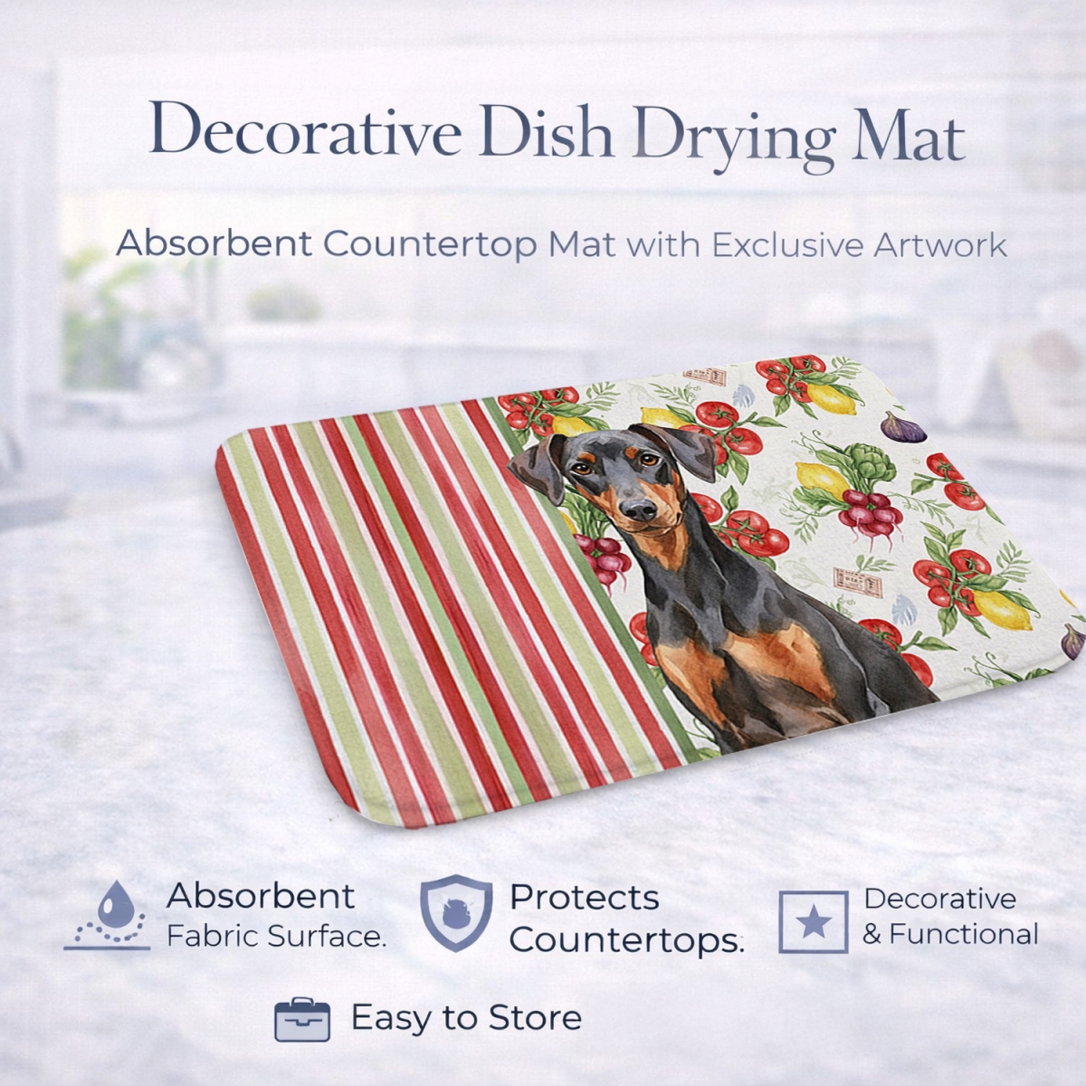 Picture of Carolines Treasures WDK8242DDM 21 x 14 in. German Pinscher Vegetables Dish Drying Mat