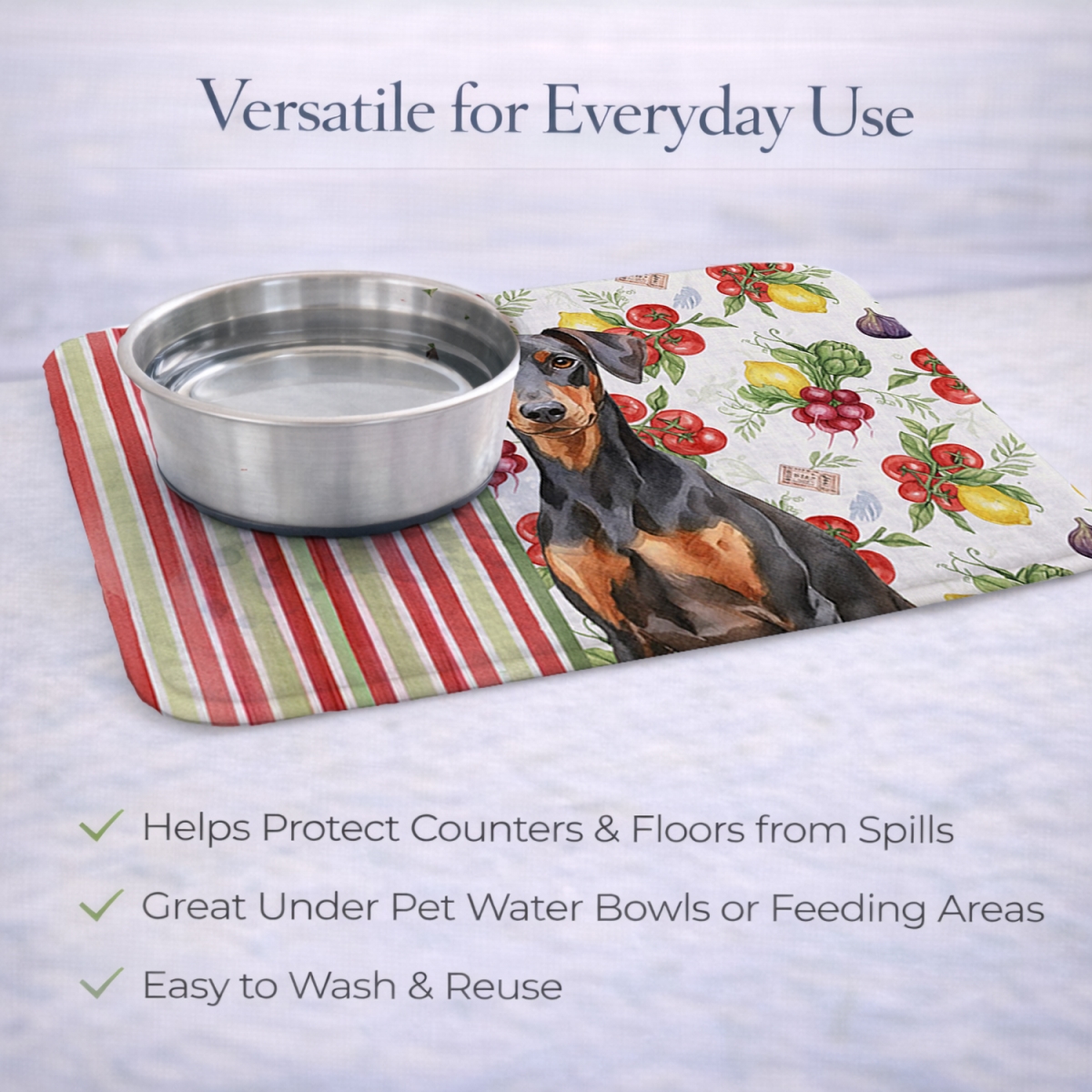 Picture of Carolines Treasures WDK8242DDM 21 x 14 in. German Pinscher Vegetables Dish Drying Mat