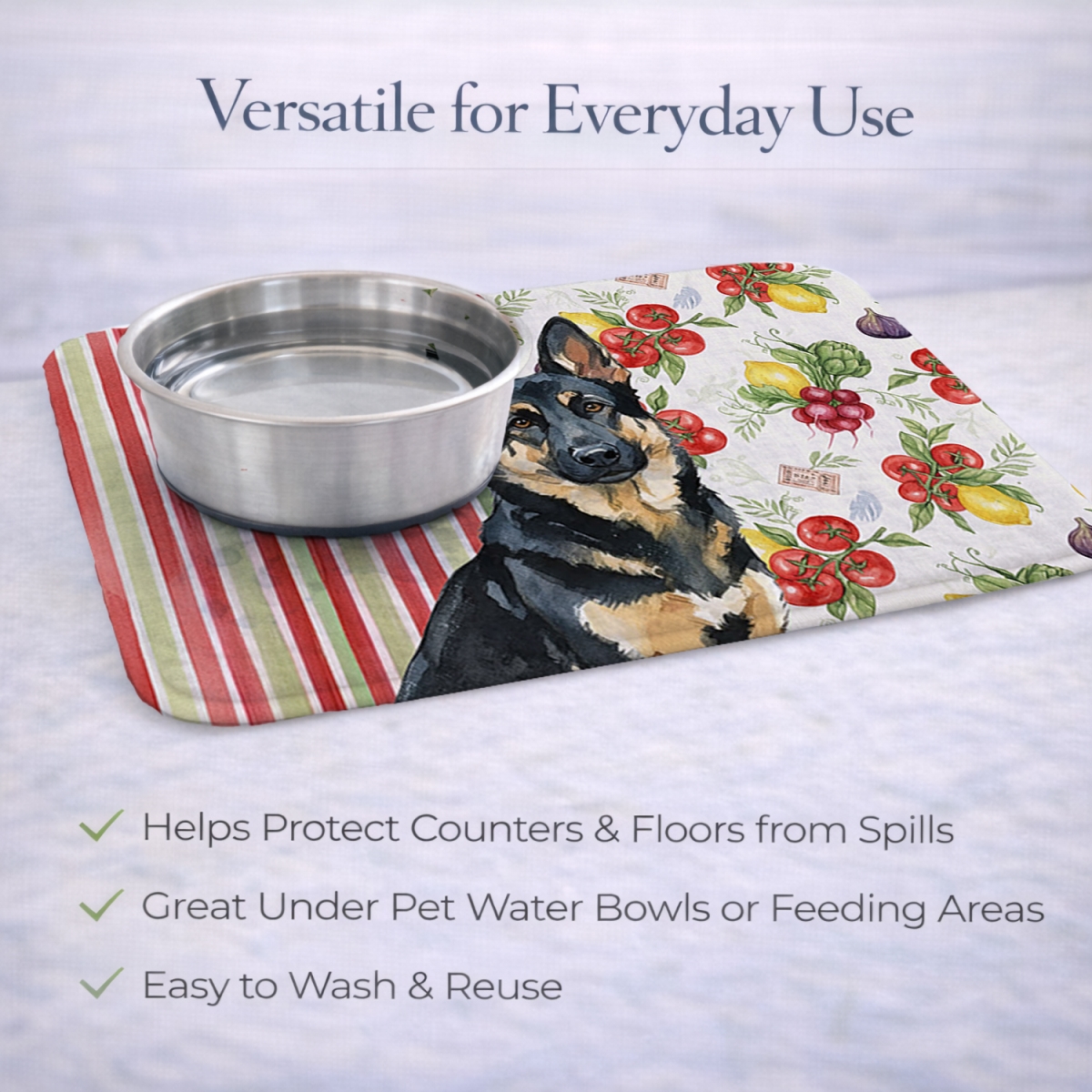 Picture of Carolines Treasures WDK8244DDM 21 x 14 in. Black & Tan German Shepherd Vegetables Dish Drying Mat
