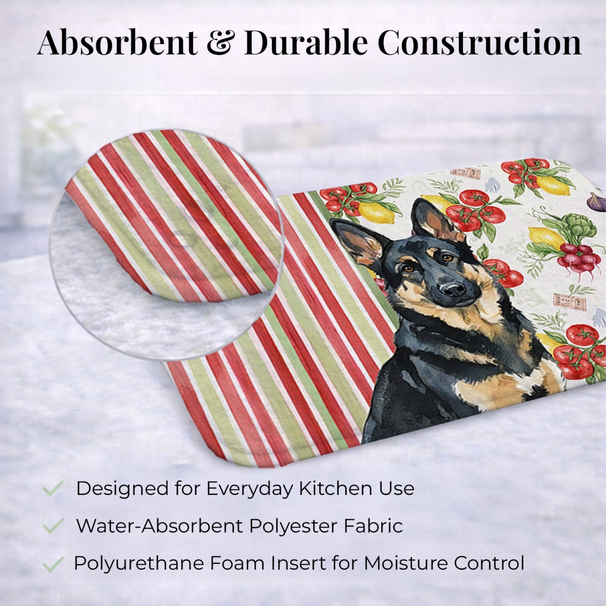 Picture of Carolines Treasures WDK8244DDM 21 x 14 in. Black & Tan German Shepherd Vegetables Dish Drying Mat