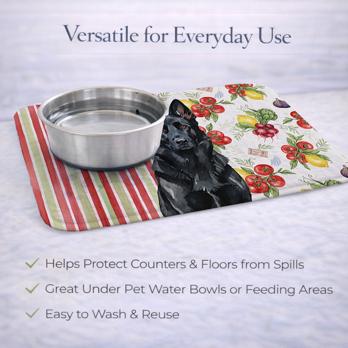 Picture of Carolines Treasures WDK8245DDM 21 x 14 in. Black German Shepherd Vegetables Dish Drying Mat