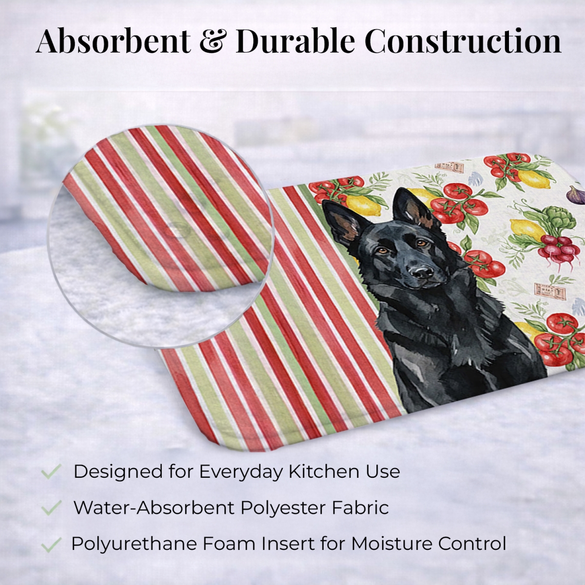 Picture of Carolines Treasures WDK8245DDM 21 x 14 in. Black German Shepherd Vegetables Dish Drying Mat