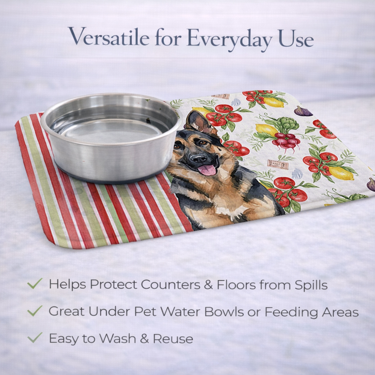 Picture of Carolines Treasures WDK8246DDM 21 x 14 in. German Shepherd Vegetables Dish Drying Mat