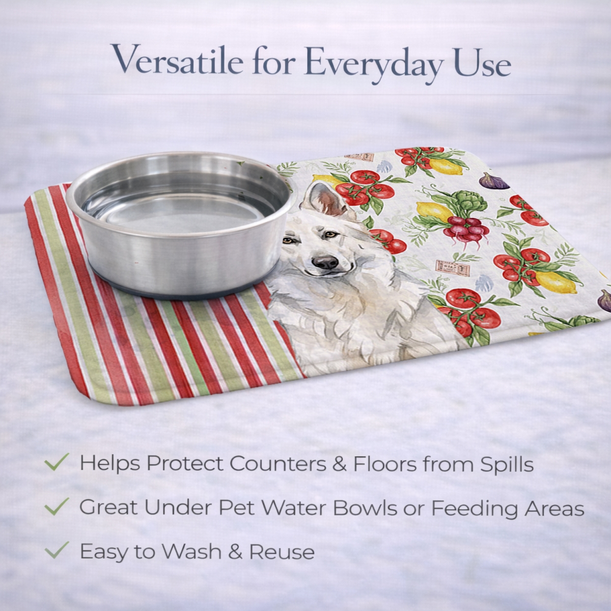 Picture of Carolines Treasures WDK8247DDM 21 x 14 in. White German Shepherd Vegetables Dish Drying Mat