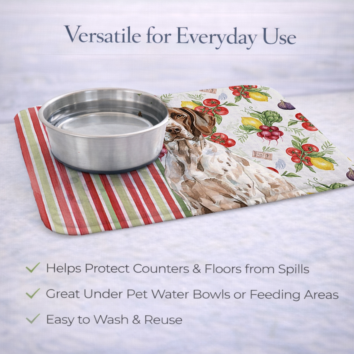 Picture of Carolines Treasures WDK8248DDM 21 x 14 in. German Shorthaired Pointer Vegetables Dish Drying Mat
