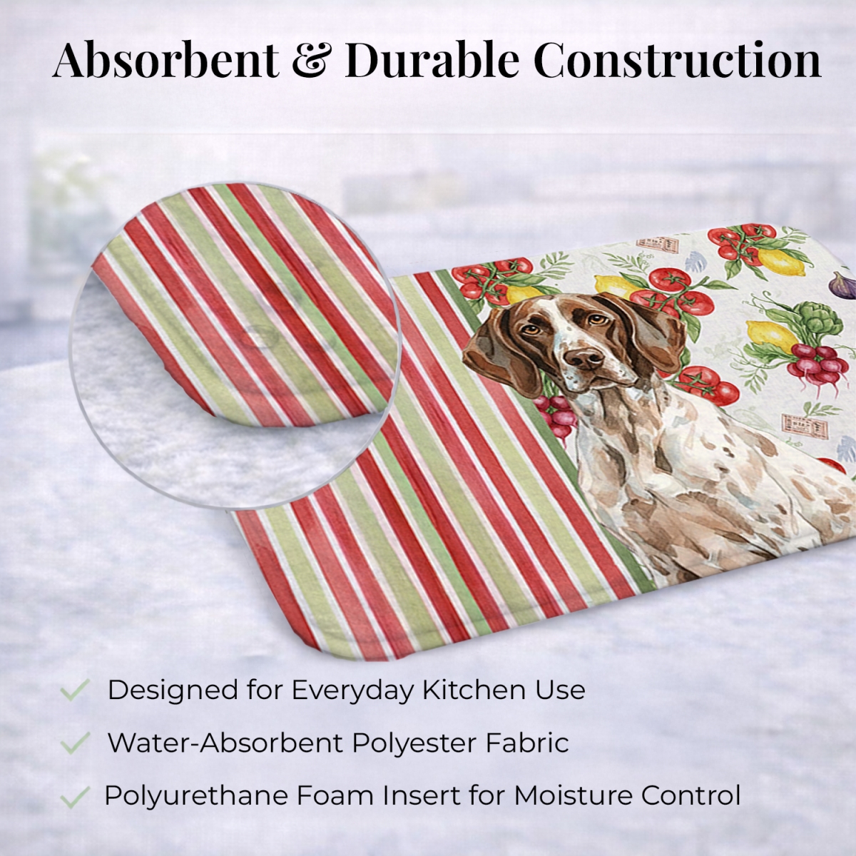 Picture of Carolines Treasures WDK8248DDM 21 x 14 in. German Shorthaired Pointer Vegetables Dish Drying Mat