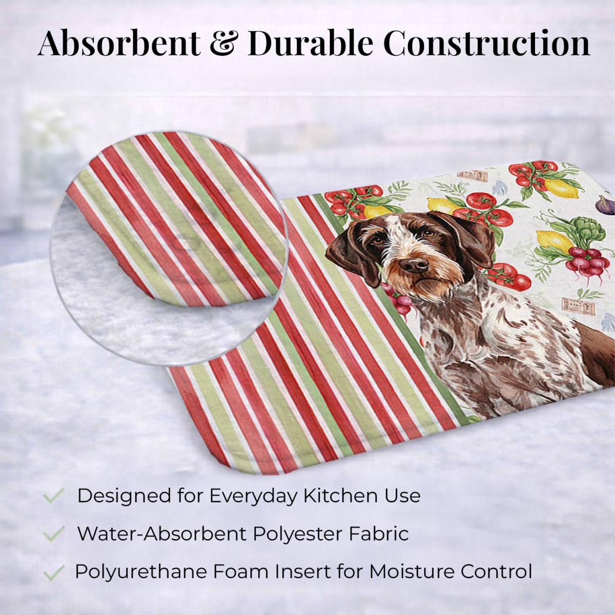 Picture of Carolines Treasures WDK8250DDM 21 x 14 in. Roan German Wirehaired Pointer Vegetables Dish Drying Mat