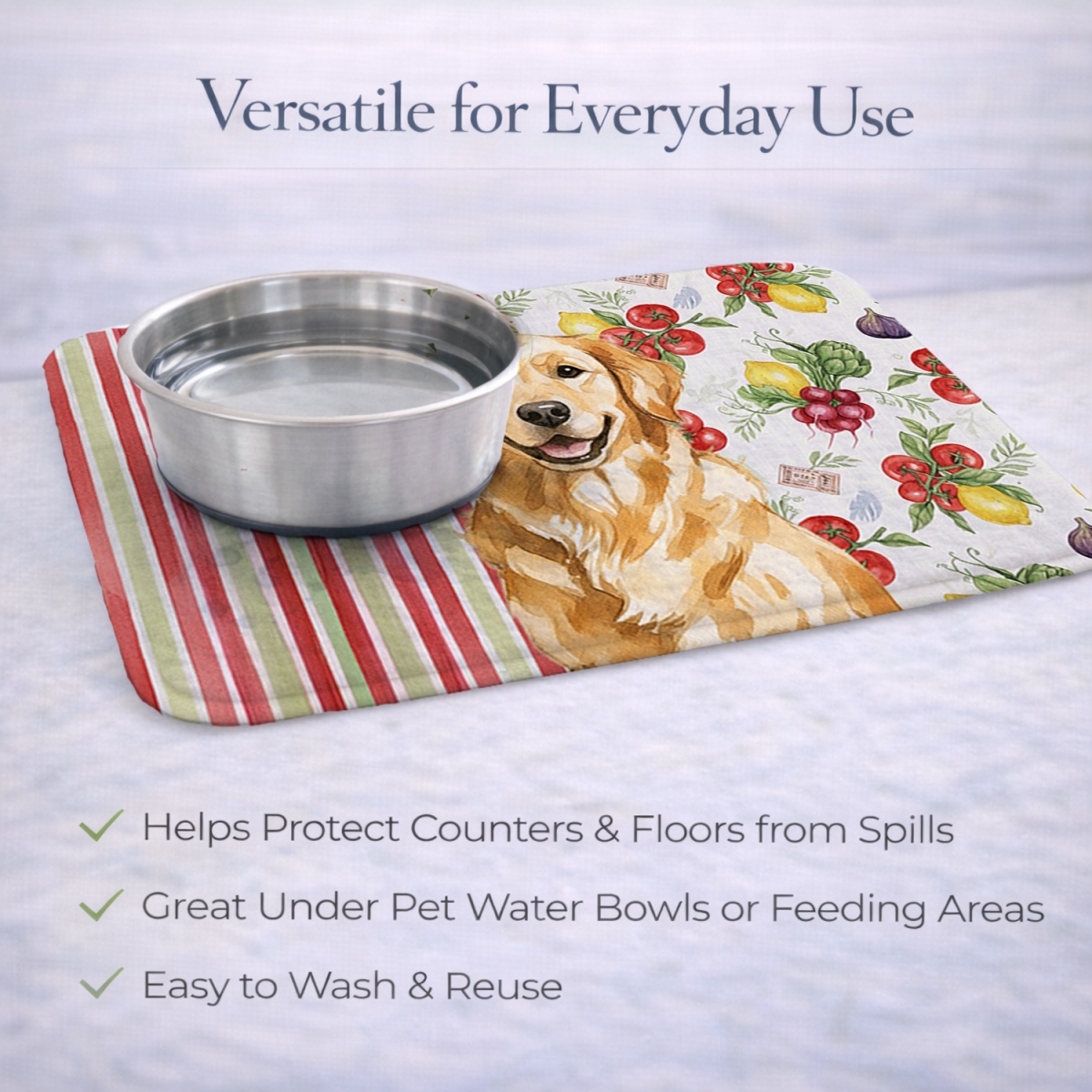 Picture of Carolines Treasures WDK8251DDM 21 x 14 in. Golden Retriever Vegetables Dish Drying Mat