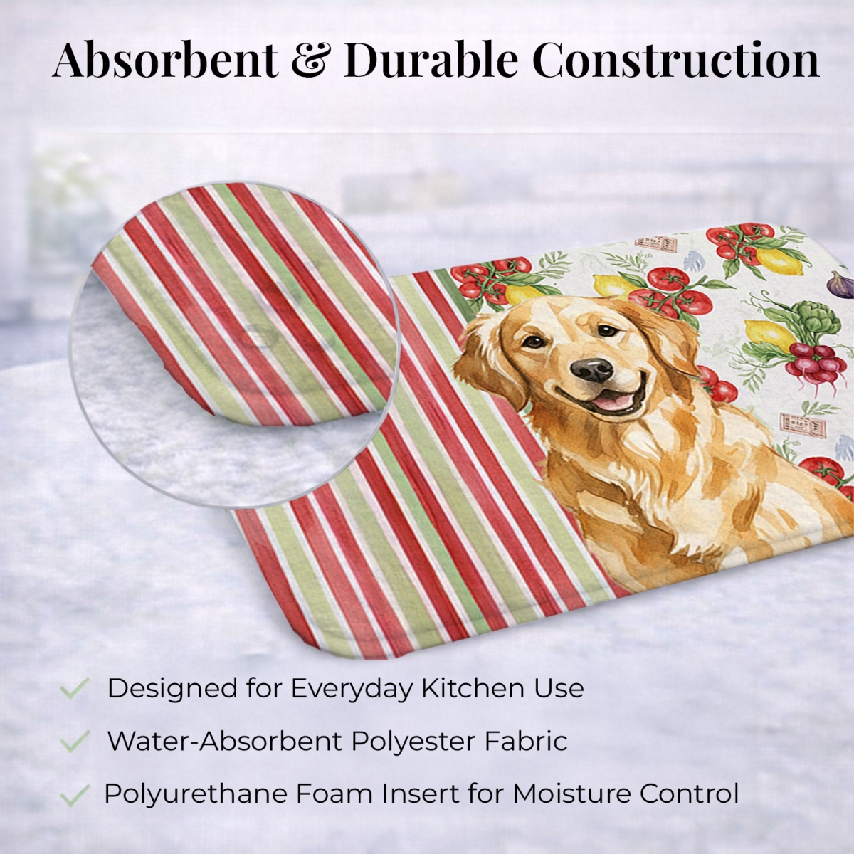 Picture of Carolines Treasures WDK8251DDM 21 x 14 in. Golden Retriever Vegetables Dish Drying Mat