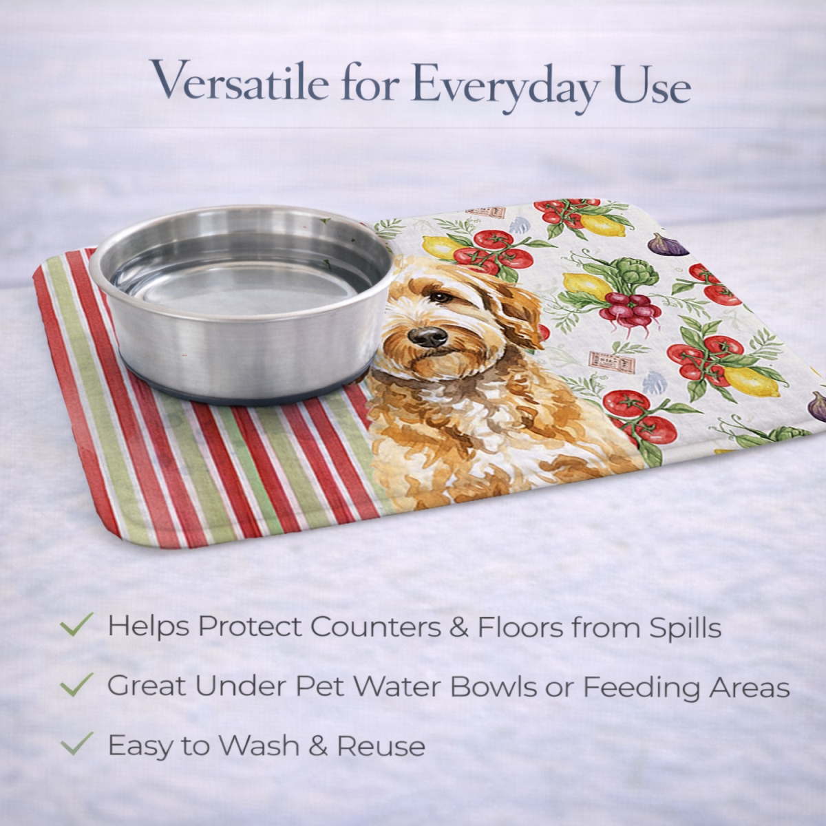 Picture of Carolines Treasures WDK8252DDM 21 x 14 in. Goldendoodle Vegetables Dish Drying Mat