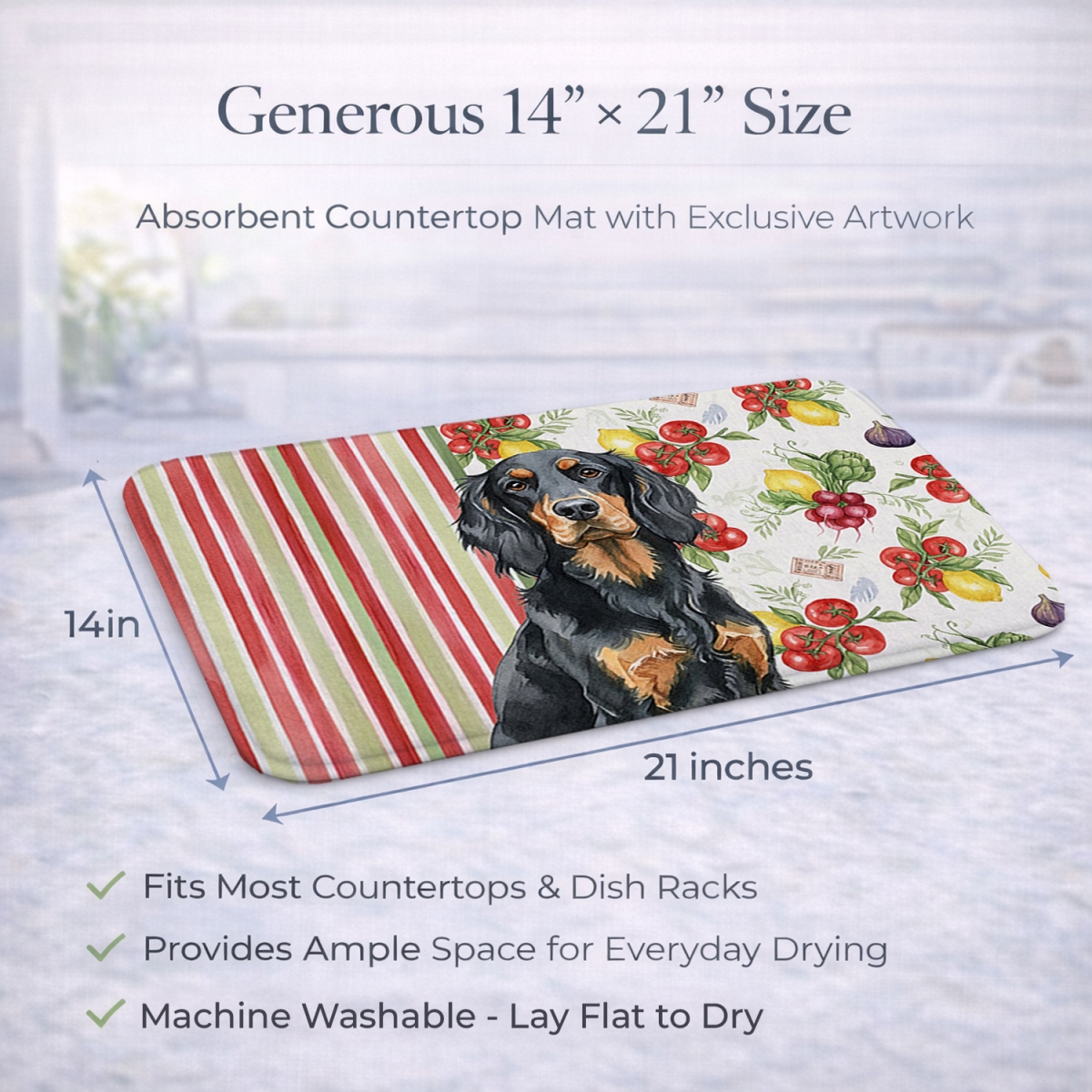 Picture of Carolines Treasures WDK8253DDM 21 x 14 in. Gordon Setter Vegetables Dish Drying Mat