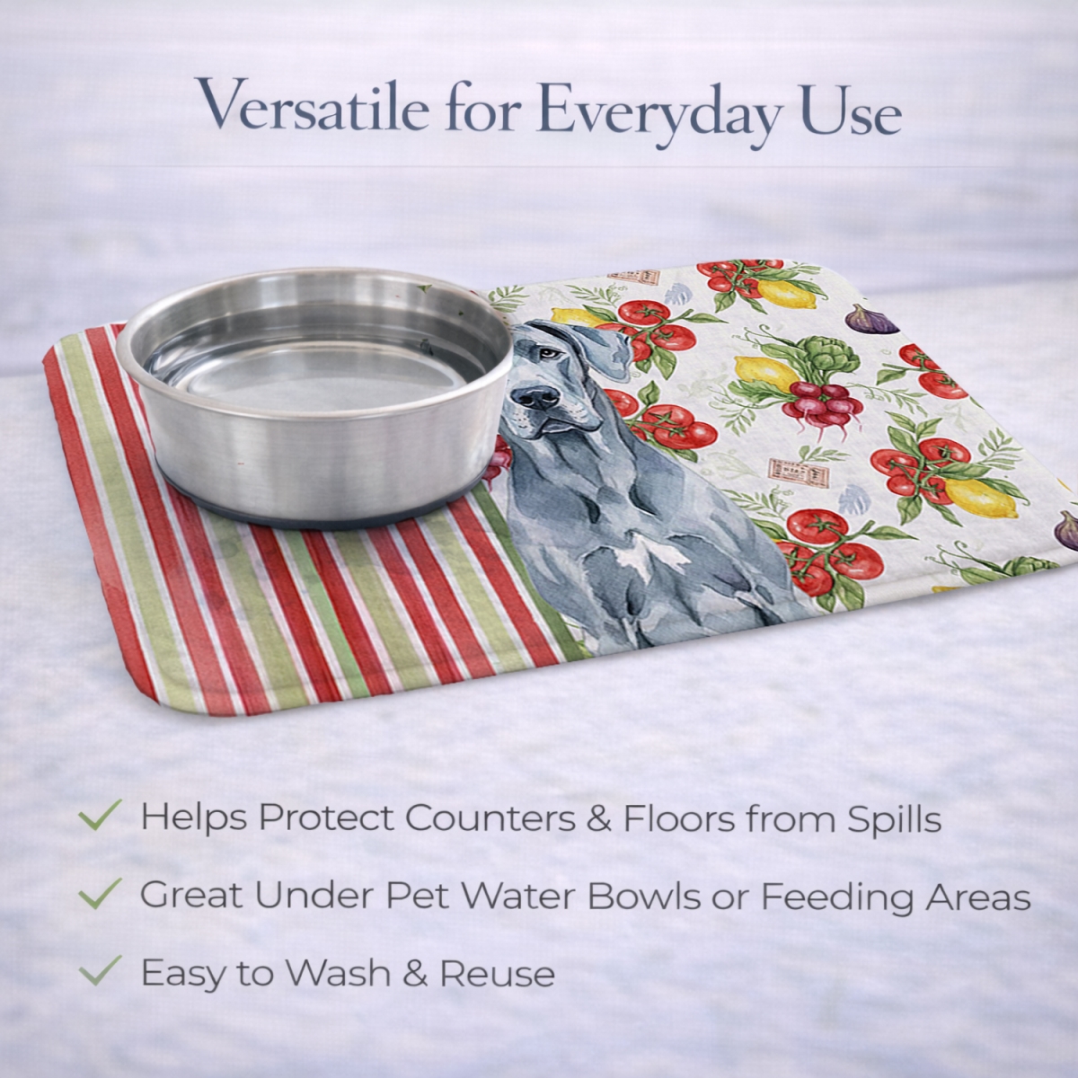 Picture of Carolines Treasures WDK8254DDM 21 x 14 in. Blue Great Dane Vegetables Dish Drying Mat