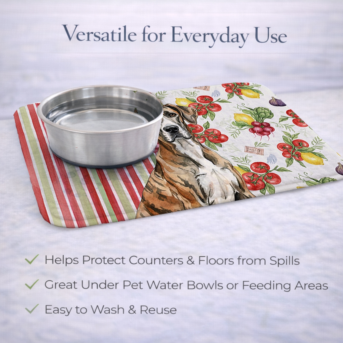 Picture of Carolines Treasures WDK8255DDM 21 x 14 in. Brindle Great Dane Vegetables Dish Drying Mat