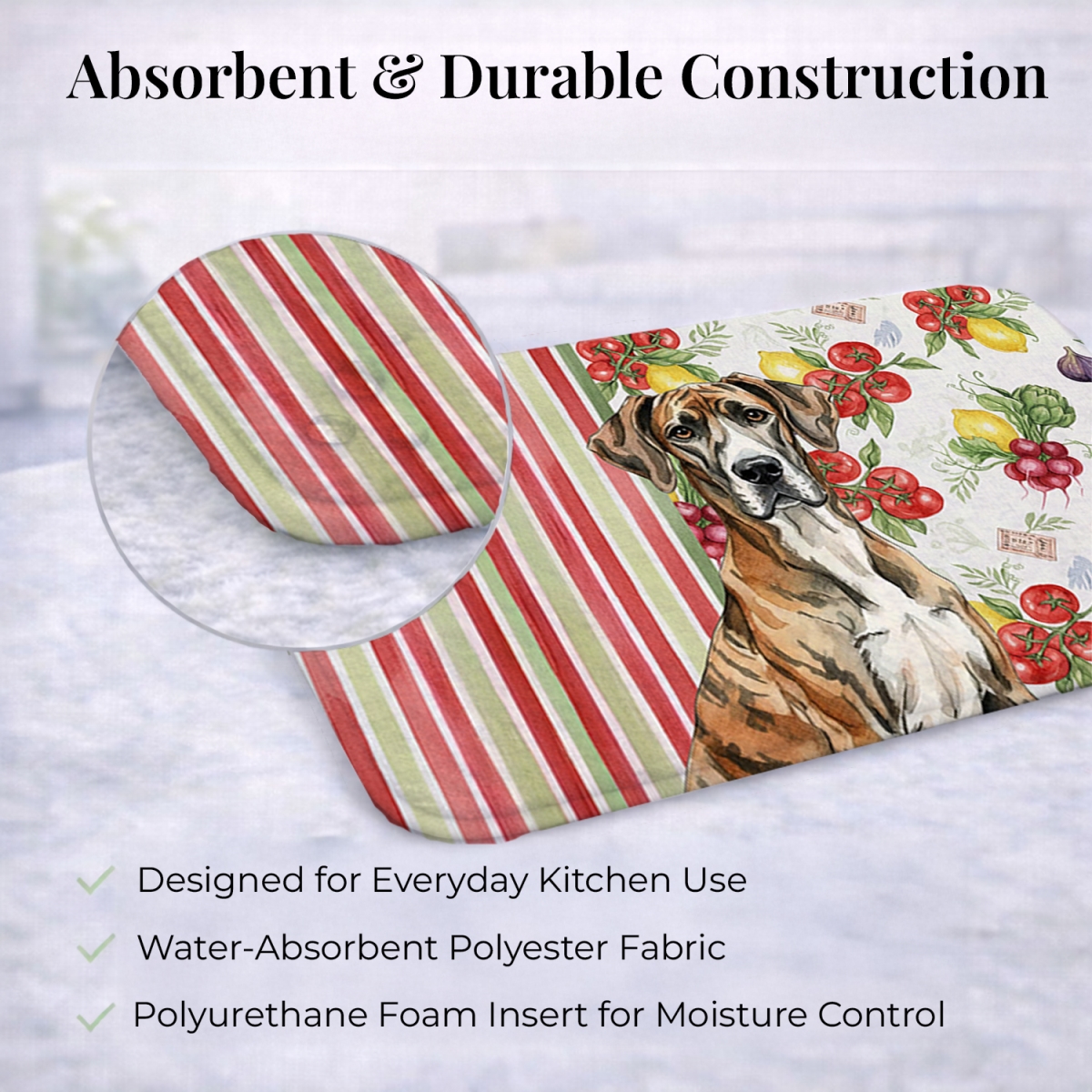 Picture of Carolines Treasures WDK8255DDM 21 x 14 in. Brindle Great Dane Vegetables Dish Drying Mat