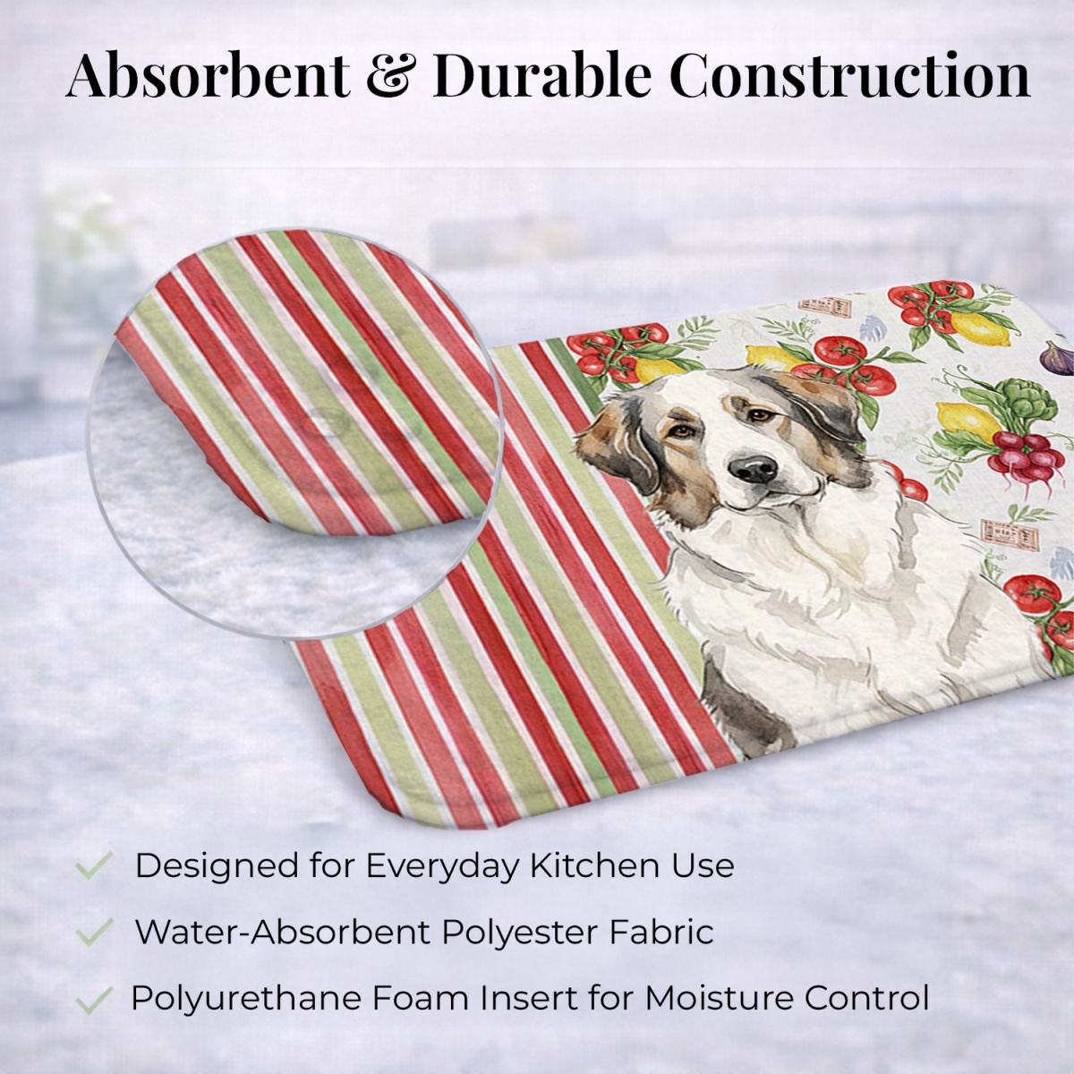 Picture of Carolines Treasures WDK8256DDM 21 x 14 in. decalr Great Pyrenees Vegetables Dish Drying Mat