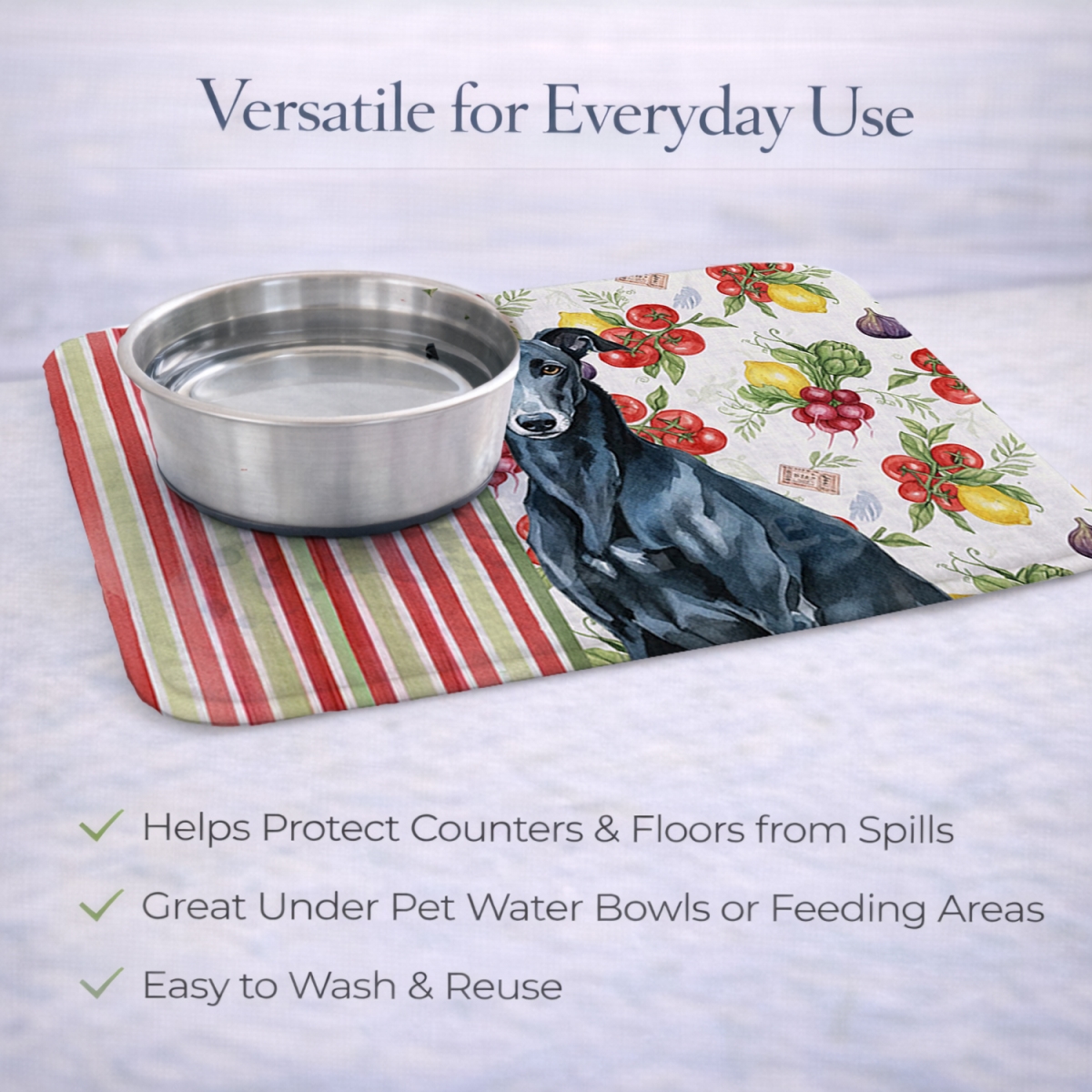 Picture of Carolines Treasures WDK8261DDM 21 x 14 in. Black Greyhound Vegetables Dish Drying Mat