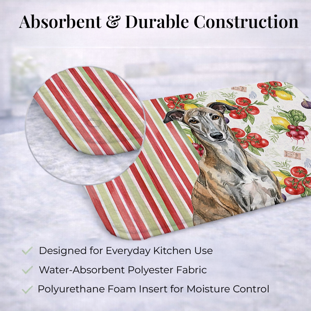 Picture of Carolines Treasures WDK8263DDM 21 x 14 in. Brindle Greyhound Vegetables Dish Drying Mat