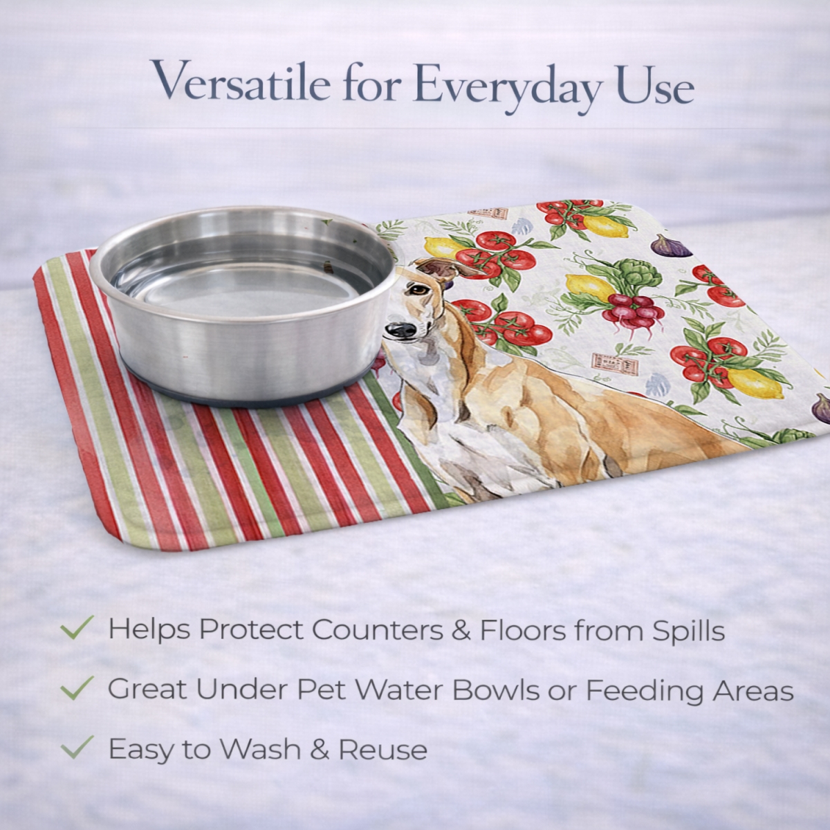 Picture of Carolines Treasures WDK8264DDM 21 x 14 in. Fawn Greyhound Vegetables Dish Drying Mat