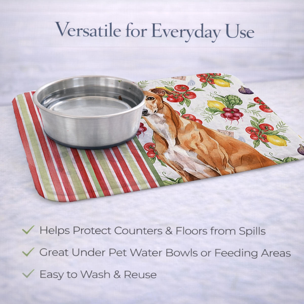 Picture of Carolines Treasures WDK8265DDM 21 x 14 in. Red Greyhound Vegetables Dish Drying Mat