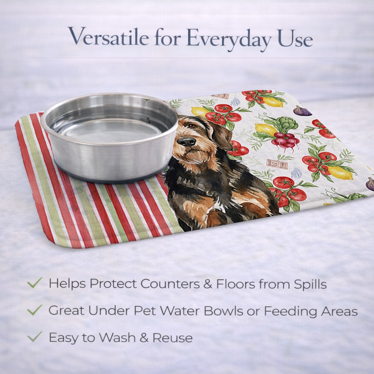 Picture of Carolines Treasures WDK8338DDM 21 x 14 in. Black & Tan Otterhound Vegetables Dish Drying Mat