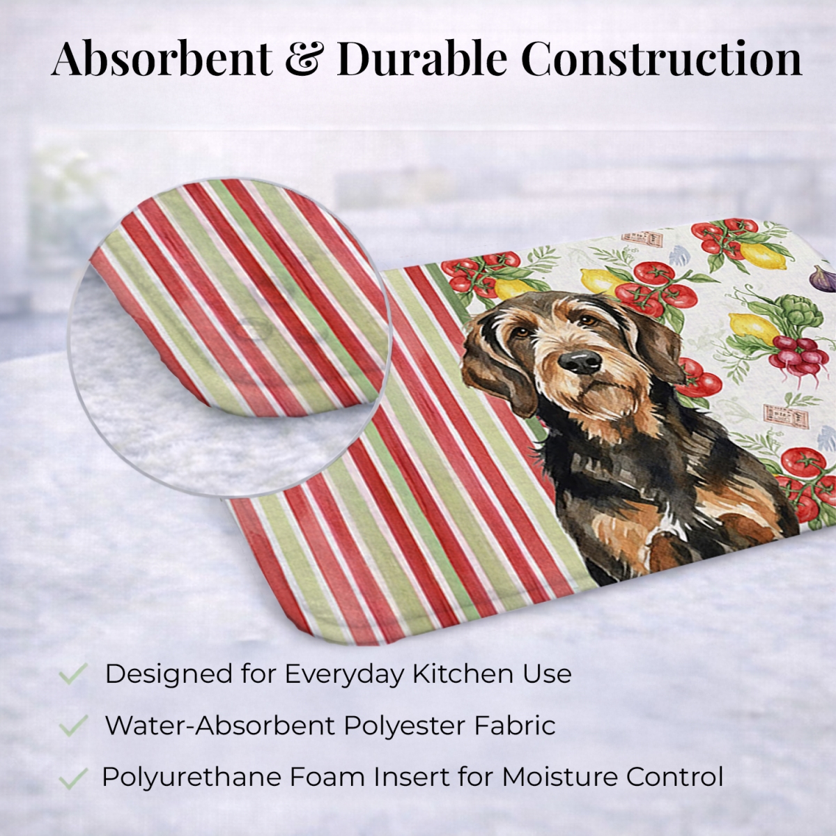 Picture of Carolines Treasures WDK8338DDM 21 x 14 in. Black & Tan Otterhound Vegetables Dish Drying Mat