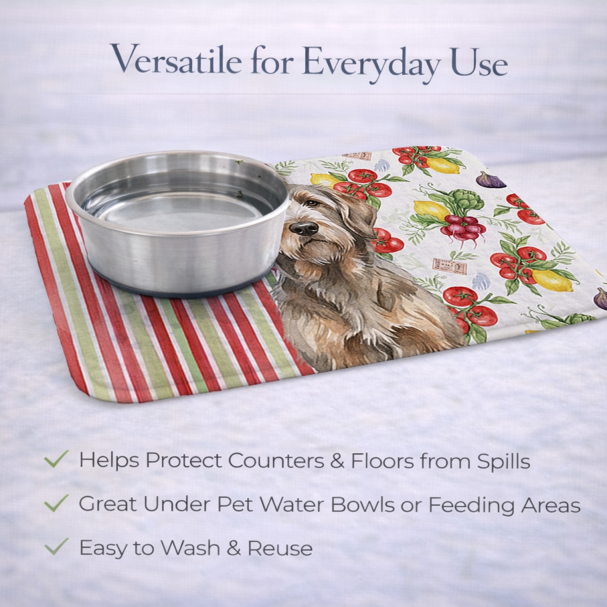 Picture of Carolines Treasures WDK8339DDM 21 x 14 in. Grizzle & Tan Otterhound Vegetables Dish Drying Mat
