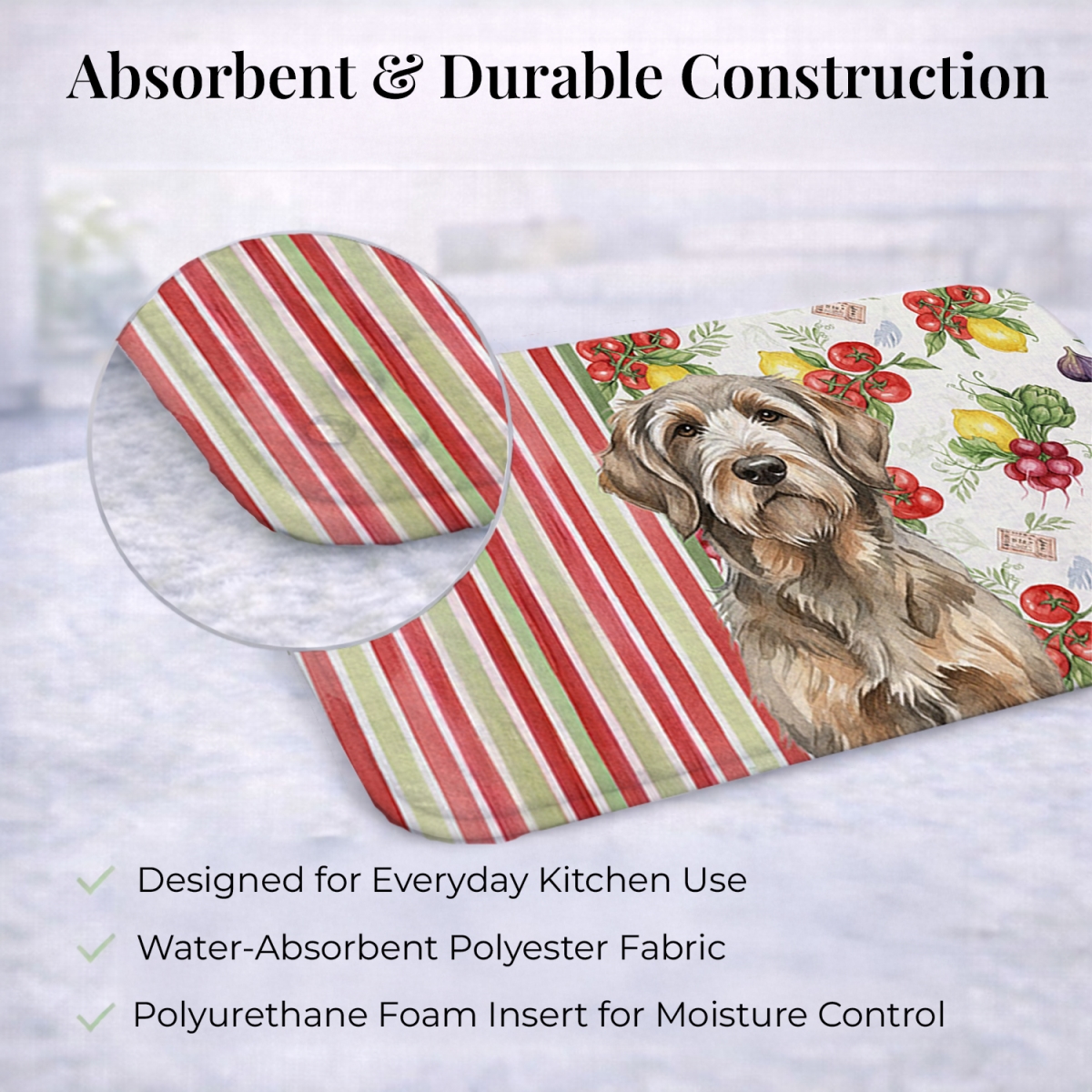 Picture of Carolines Treasures WDK8339DDM 21 x 14 in. Grizzle & Tan Otterhound Vegetables Dish Drying Mat