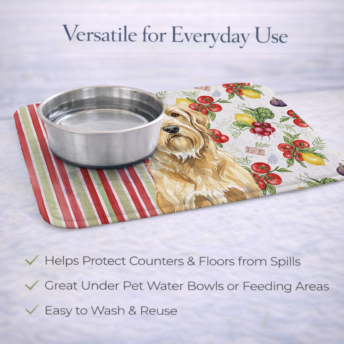 Picture of Carolines Treasures WDK8340DDM 21 x 14 in. Wheaten & Tan Otterhound Vegetables Dish Drying Mat